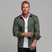 Load image into Gallery viewer, Father Sons Super Slim Stretch Khaki Denim Shacket - FS367