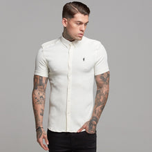 Load image into Gallery viewer, Father Sons Super Slim Stretch Ribbed Cream Short Sleeve - FS406