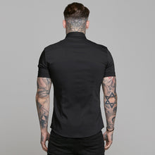 Load image into Gallery viewer, Father Sons Super Slim Ultra Stretch Classic Black Short Sleeve (Khaki Embroidery) - FS481