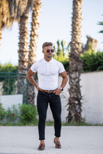 Load image into Gallery viewer, Father Sons Classic White Polo Shirt with Gold Metal Emblem Decal & Buttons - FSH461