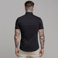 Load image into Gallery viewer, Father Sons Super Slim Ultra Stretch Classic Black Short Sleeve (Khaki Embroidery) - FS481