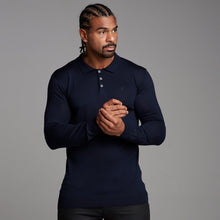 Load image into Gallery viewer, Father Sons Classic Navy Knitted Long Sleeve Polo Shirt - FSH178
