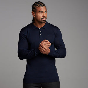 Father Sons Classic Navy Knitted Long Sleeve Polo Shirt - FSH178