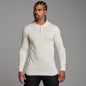 Father Sons Classic Beige Knitted Long Sleeve Polo Shirt - FSH176