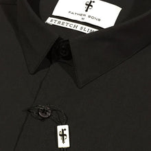 Load image into Gallery viewer, Father Sons Super Slim Stretch Classic Black Short Sleeve - FS127
