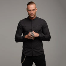 Load image into Gallery viewer, Father Sons Super Slim Stretch Classic Black Grandad Collar - FS171

