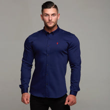 Load image into Gallery viewer, Father Sons Super Slim Stretch Navy Denim Long Sleeve (Red Emblem) - FS207
