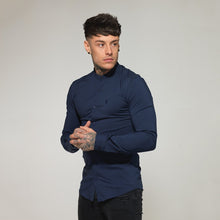 Load image into Gallery viewer, Father Sons Super Slim Stretch Classic Navy Grandad Collar - FS183
