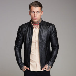 Father Sons Black Lambs Leather Jacket - FSH163