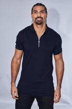 Load image into Gallery viewer, Father Sons Classic Navy Zipped Polo Shirt - FSH029
