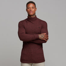 Load image into Gallery viewer, Father Sons Classic Burgundy Ribbed Knit Roll-neck Jumper - FSH116
