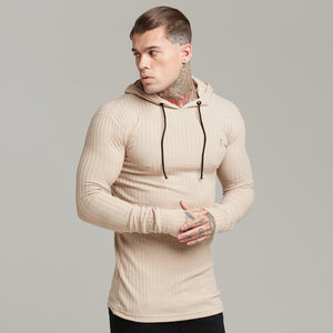 Father Sons Classic Beige Ribbed Knit Hoodie Jumper - FSH412