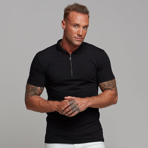 Father Sons Classic All Black Zipped Polo Shirt - FSH238