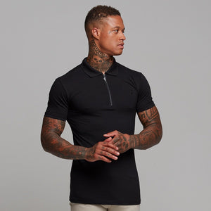 Father Sons Classic All Black Zipped Polo Shirt - FSH238