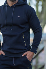 Load image into Gallery viewer, Father Sons Navy &amp; Gold Overhead Hoodie Top with Zipped Pockets - FSH475
