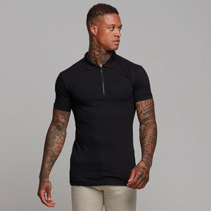 Father Sons Classic All Black Zipped Polo Shirt - FSH238