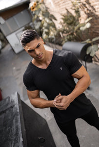 Father Sons Classic Black  Ribbed V Neck -  FSH389