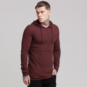 Father Sons Classic Burgundy Ribbed Knit Hoodie Jumper - FSH219