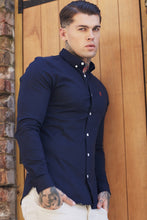 Load image into Gallery viewer, Father Sons Super Slim Stretch Classic Oxford Navy (Red Emblem) - FS308
