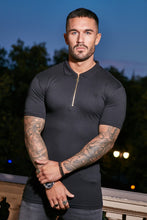 Load image into Gallery viewer, Father Sons Classic Black and Gold Zipped Polo Shirt - FSH239
