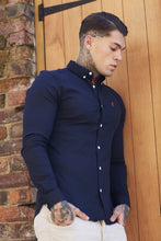 Load image into Gallery viewer, Father Sons Super Slim Stretch Classic Oxford Navy (Red Emblem) - FS308
