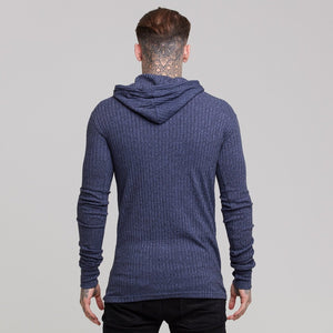 Father Sons Classic Navy Ribbed Knit Hoodie Jumper - FSH220