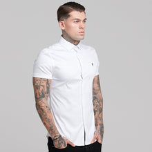 Load image into Gallery viewer, Father Sons Slim Sateen Classic White with Burgundy Embroidery - FS397
