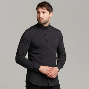 Father Sons Classic Black Stretch Shirt with Gold Pin Collar - FS569