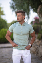 Load image into Gallery viewer, Father Sons Classic Sage Green Polo Shirt with Gold Metal Emblem Decal &amp; Buttons - FSH502 (PRE ORDER / DISPATCH DATE 17TH AUGUST)
