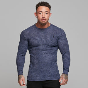 Father Sons Classic Navy Ribbed Knit Super Slim Crew - FSH114