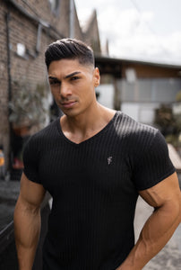 Father Sons Classic Black  Ribbed V Neck -  FSH389