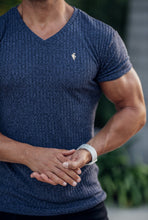 Load image into Gallery viewer, Father Sons Classic Navy / Gold V Neck Ribbed Crew - FSH493
