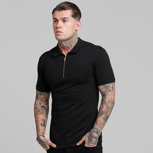 Father Sons Classic Black and Gold Zipped Polo Shirt - FSH239