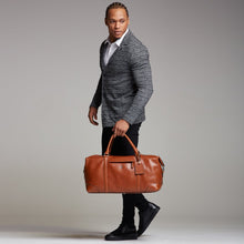 Load image into Gallery viewer, Father Sons Tan Leather Holdall Weekender Bag - FSH202

