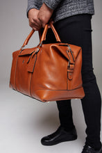 Load image into Gallery viewer, Father Sons Tan Leather Holdall Weekender Bag - FSH202
