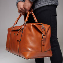 Load image into Gallery viewer, Father Sons Tan Leather Holdall Weekender Bag - FSH202
